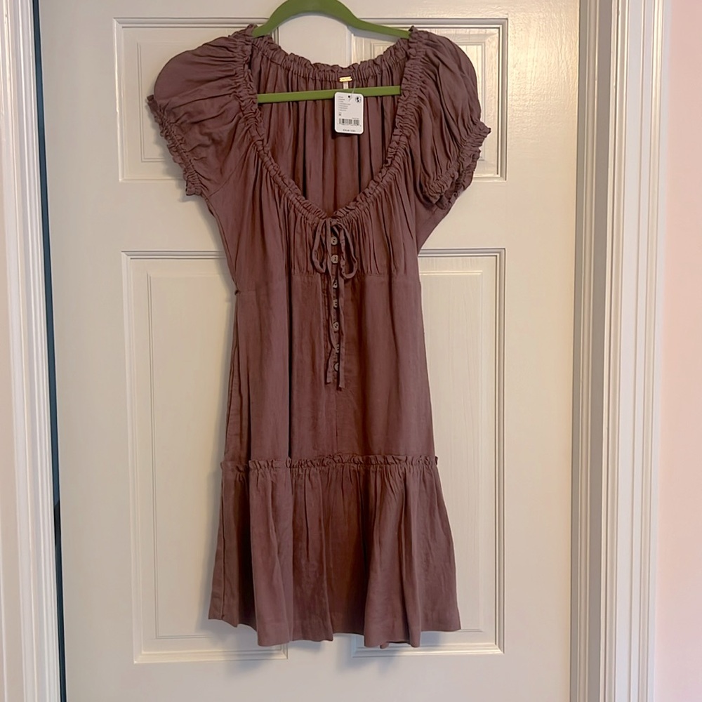 Free People Brown/Tan Medium Mini Dress Boho